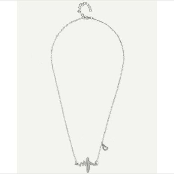 Silver Necklace Heartbeat Medical Nurse Dainty - Picture 2 of 3